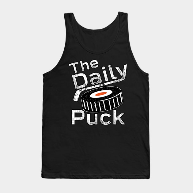 White Text / Orange Puck Tank Top by thedailypuck